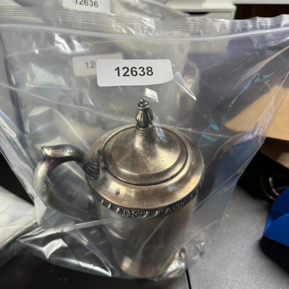 FB Rogers Silver Co 1500 Coffee Pot Silver on Copper Floral Scroll Vintage 1883